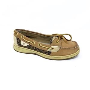 Sperry Angelfish Leopard Jacquard Boat Shoe Size 6
